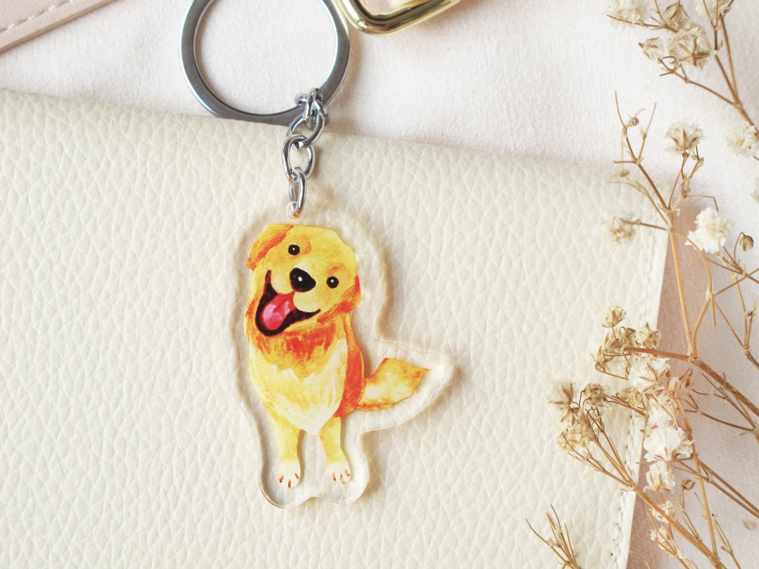 金毛寻回犬 黄金猎犬 锁匙扣 动物 - 钥匙链/钥匙包 - 压克力 多色