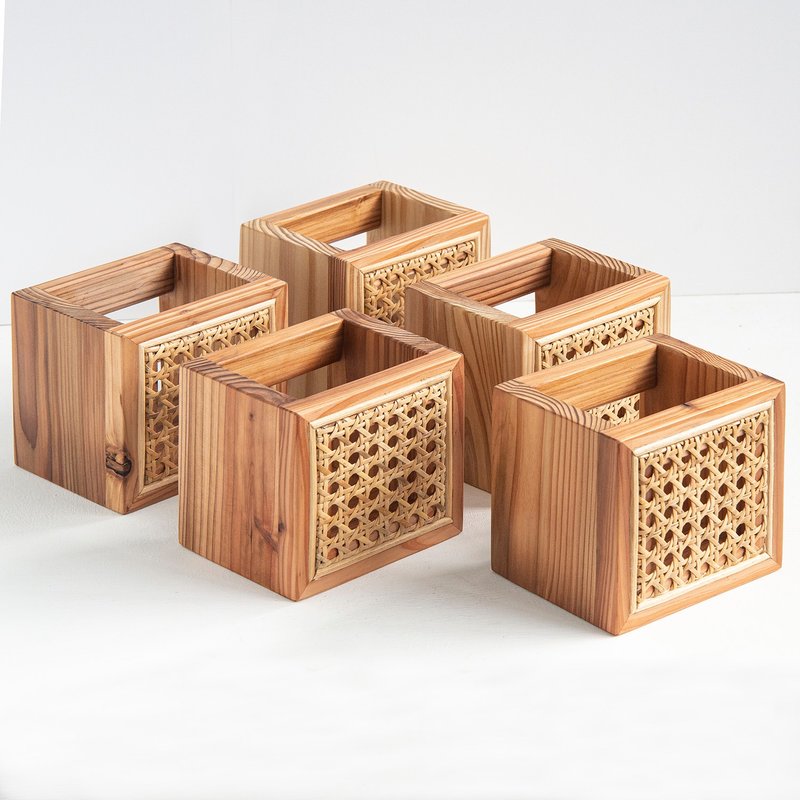 Tomood/ 土与木之间 实木藤编_遥控器 文具 餐具 桌上收纳盒 - 收纳用品 - 木头 卡其色