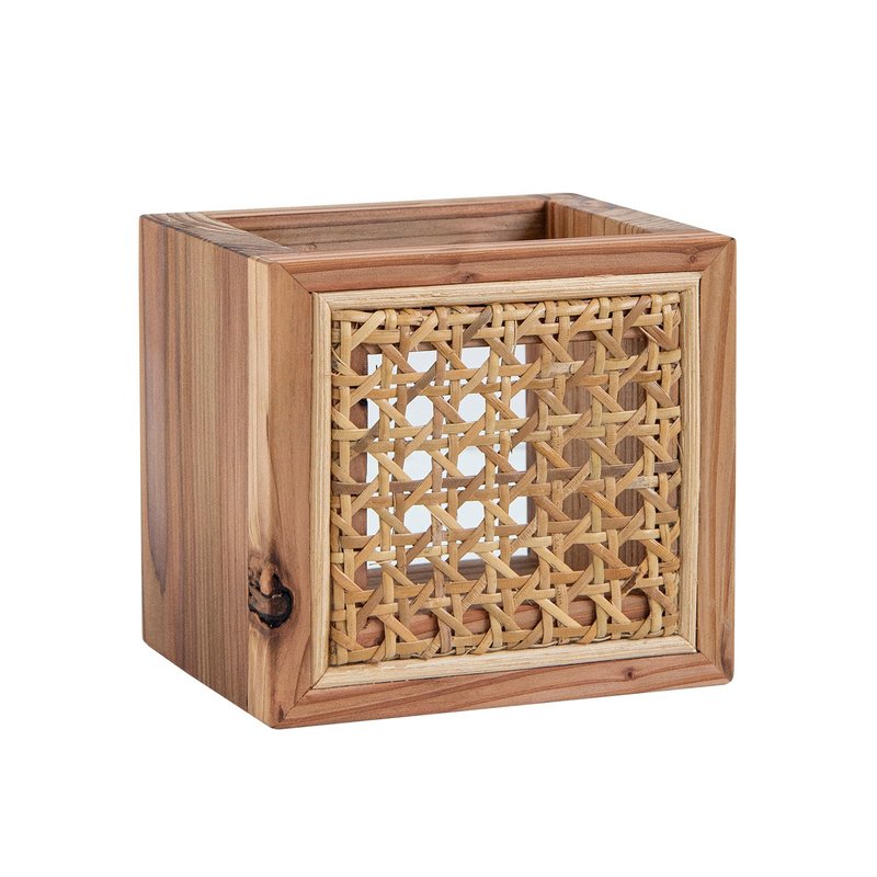 Tomood/ 土与木之间 实木藤编_遥控器 文具 餐具 桌上收纳盒 - 收纳用品 - 木头 卡其色