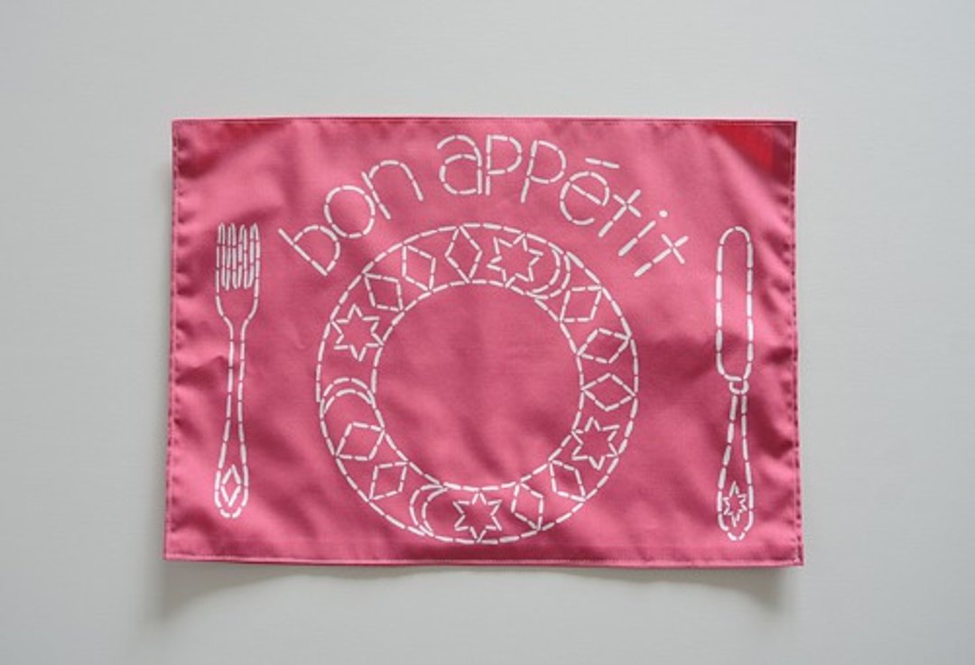 [New color] Place mat Rose pink "bon appetit" Admission Goods / Lessons Free to enter your name - 其他 - 棉．麻 