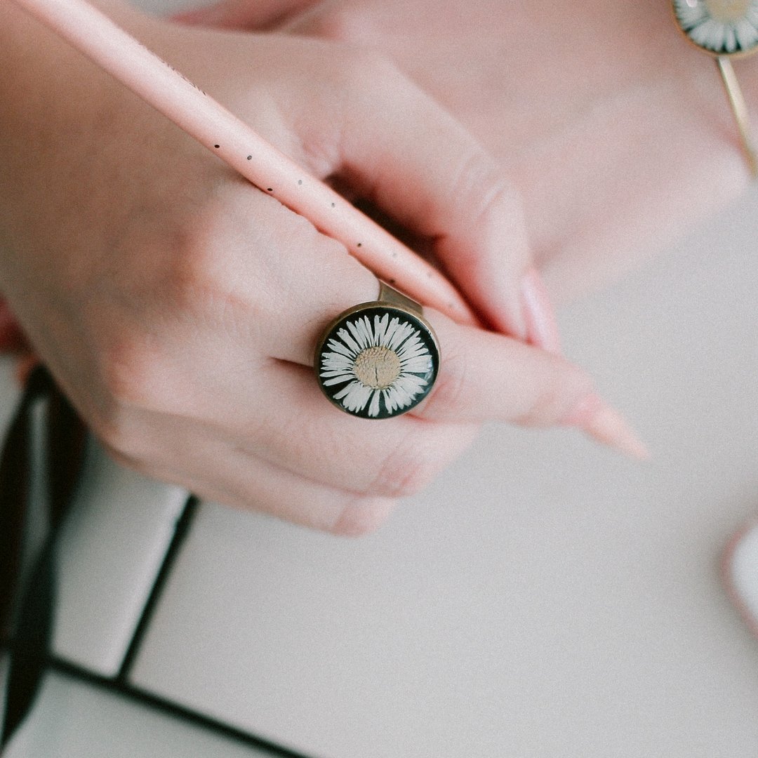 Daisy -Ring (Bronze color)20 mm - 戒指 - 纸 黄色