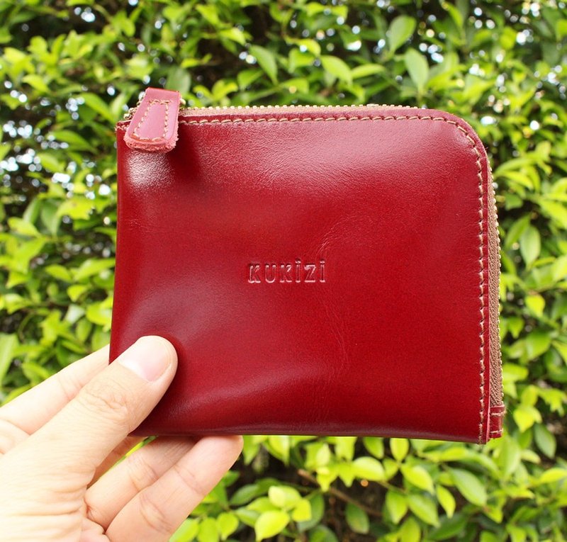 Wallet - Side / Leather Wallet / Leather Bag / Small Wallet - Burgundy - 皮夹/钱包 - 真皮 