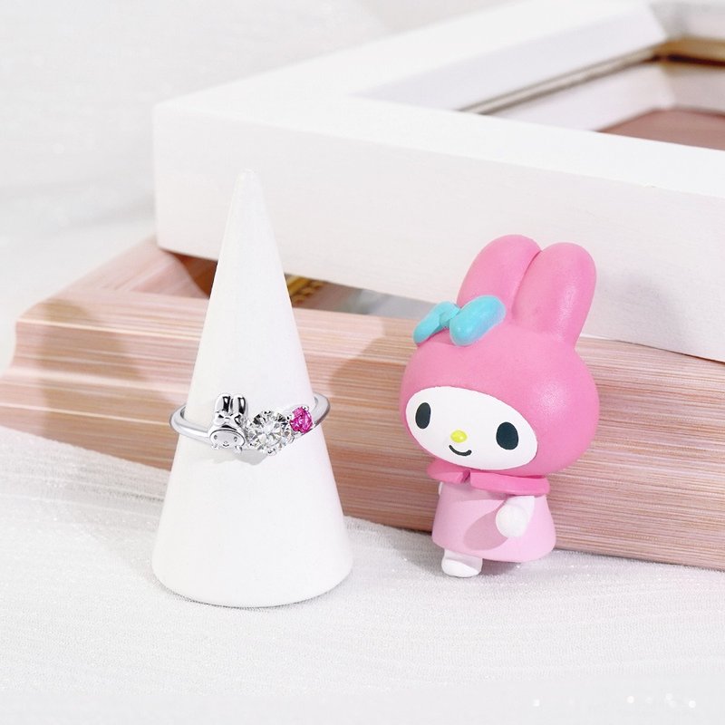 MyMelody 莫桑钻系列-美乐蒂莫桑石单钻纯银戒指 - 戒指 - 纯银 银色