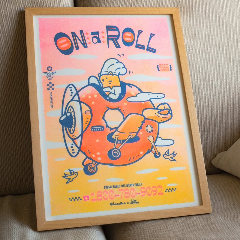 Le BaCattes 猫咪快递 A3 Riso 印刷品 | 烘焙猫咪海报 | 3 种款式 - 墙贴/壁贴 - 其他金属 橘色