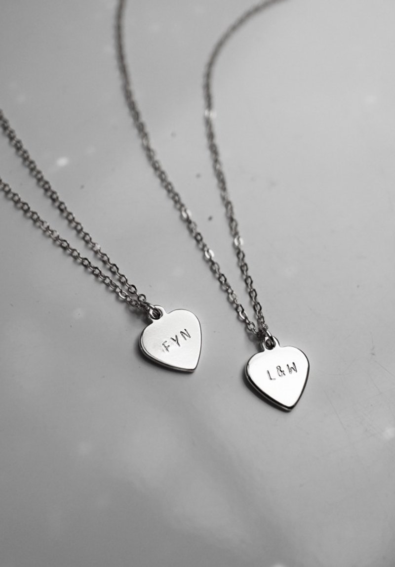 【定制化】::情人节::甜美爱心幸运项链-银色版 （单面打印3-4个英文字母）母亲节.生日礼物 - 其他 - 其他金属 灰色