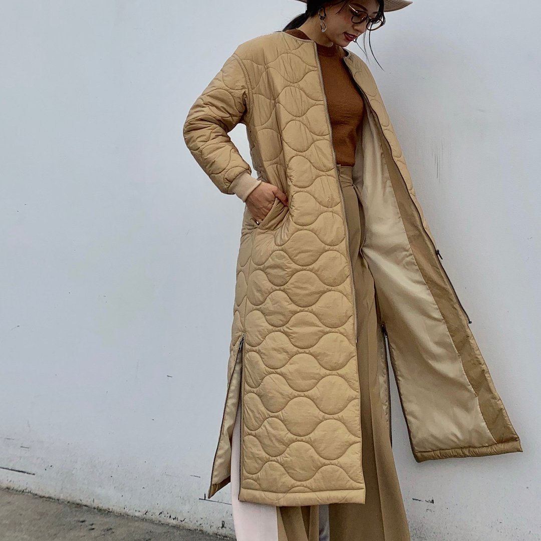 Quilted long coat - 女装休闲/机能外套 - 聚酯纤维 