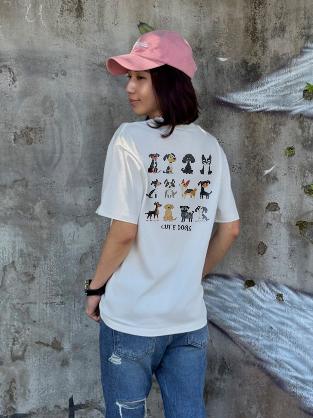 一件狗狗 T 的心动棉 T 提案 - 女装 T 恤 - 棉 白色