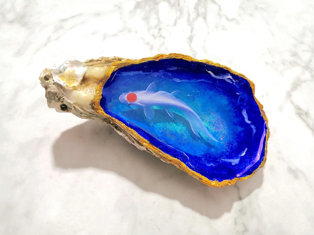 纯手绘星空鱼3D树脂画 万顷星河都是我赠予你的见面礼 永生鱼 - 摆饰 - 树脂 