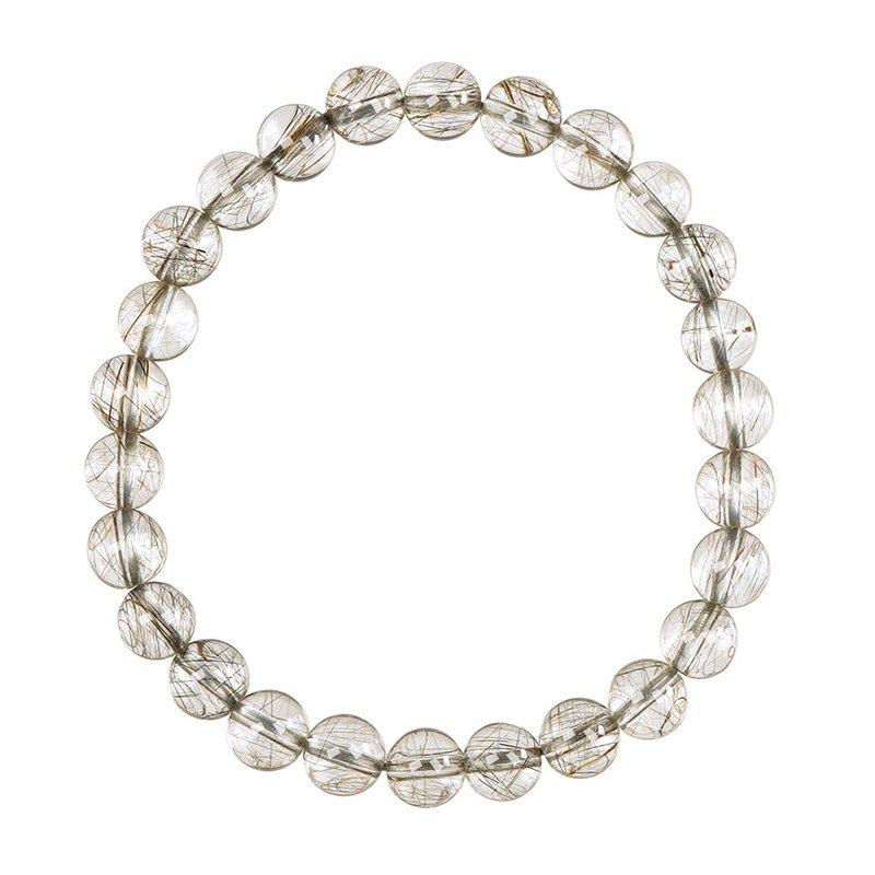 【正佳珠宝】银发晶 顶极净体白银发丝 6.8-7.3mm 银发晶手珠 - 手链/手环 - 半宝石 多色