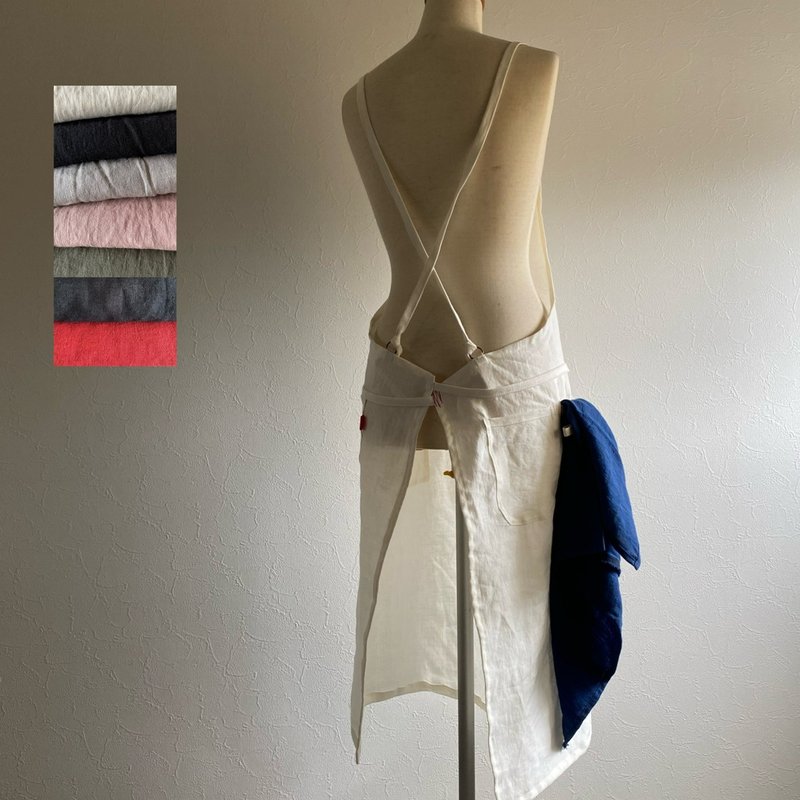 亚麻简约围裙 肩带交叉 七色 - 围裙 - 棉．麻 多色