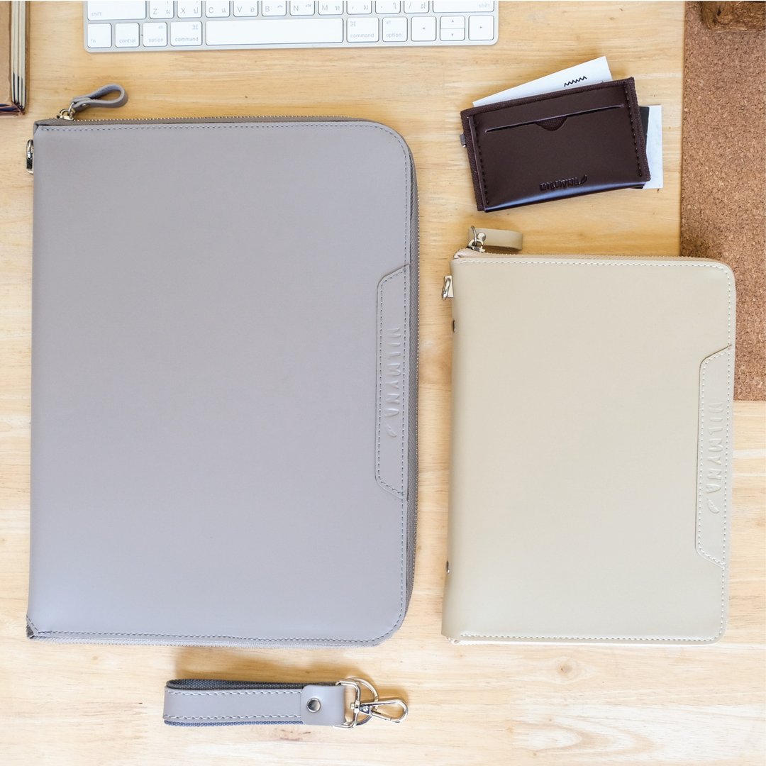 Lucky Bag - A4 leather file folder / leather cover notebook, zip around / leather business card envelope - 笔记本/手帐 - 人造皮革 