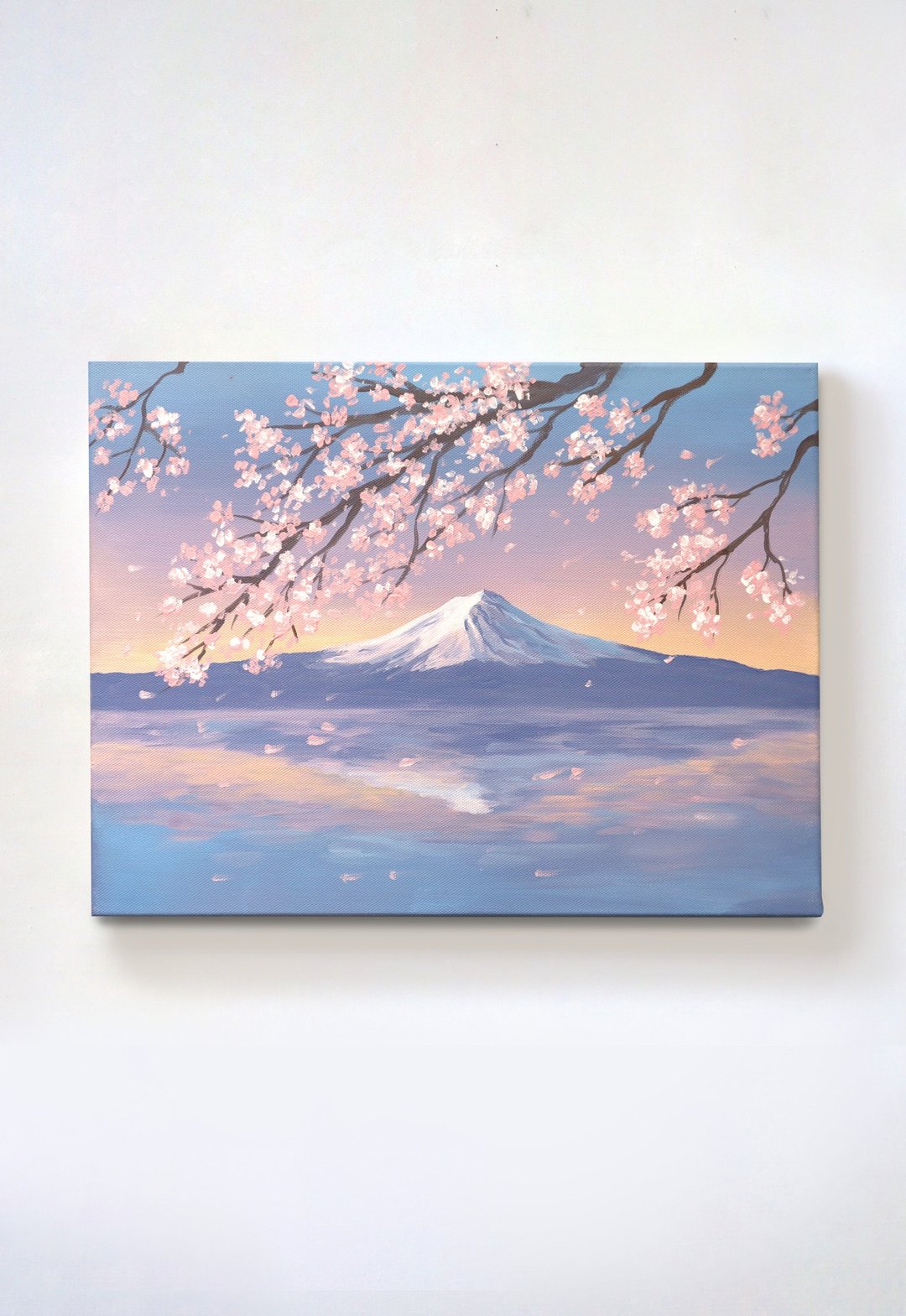 富士山樱花风景画 挂画 艺术品原画 聚会 体验 绘画 疗愈 装饰 送 - 插画/绘画/写字 - 颜料 