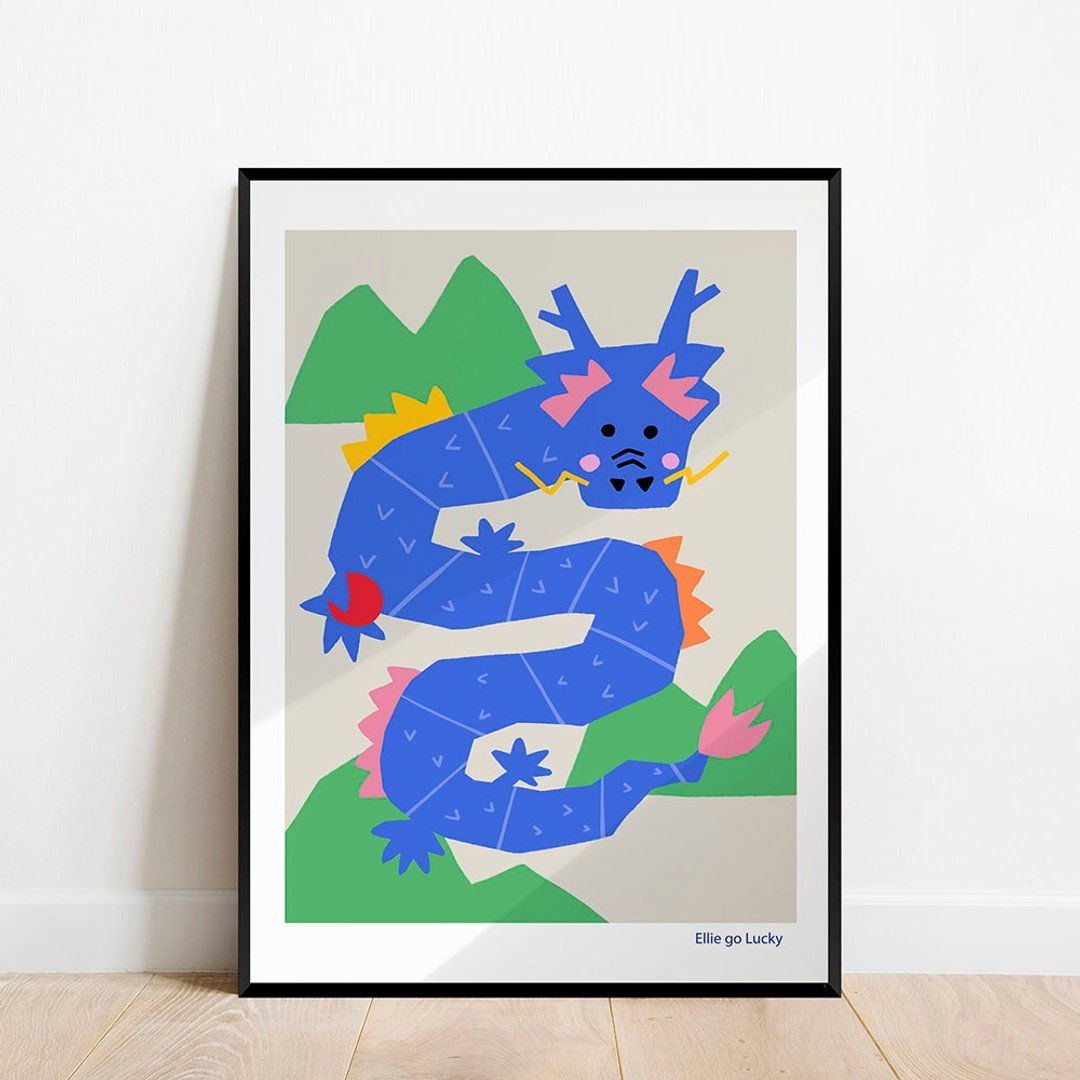艺术印刷品/蓝龙/插画海报A3,A2 - 海报/装饰画/版画 - 纸 蓝色