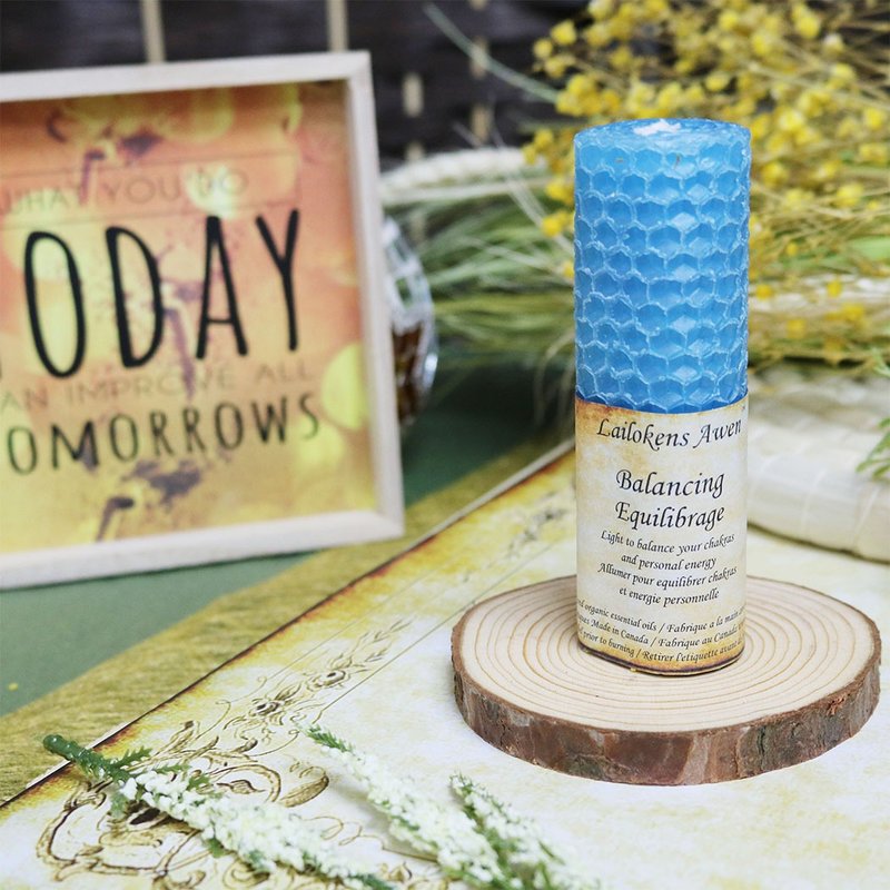 Lailokens Awen 能量许愿蜂蜡蜡烛 - 内在平衡 - 蜡烛/烛台 - 蜡 蓝色