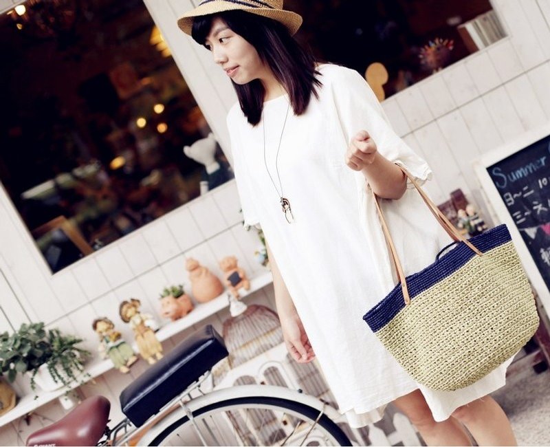 【好日手作】夏季花漾编织包(绿) - 侧背包/斜挎包 - 纸 绿色