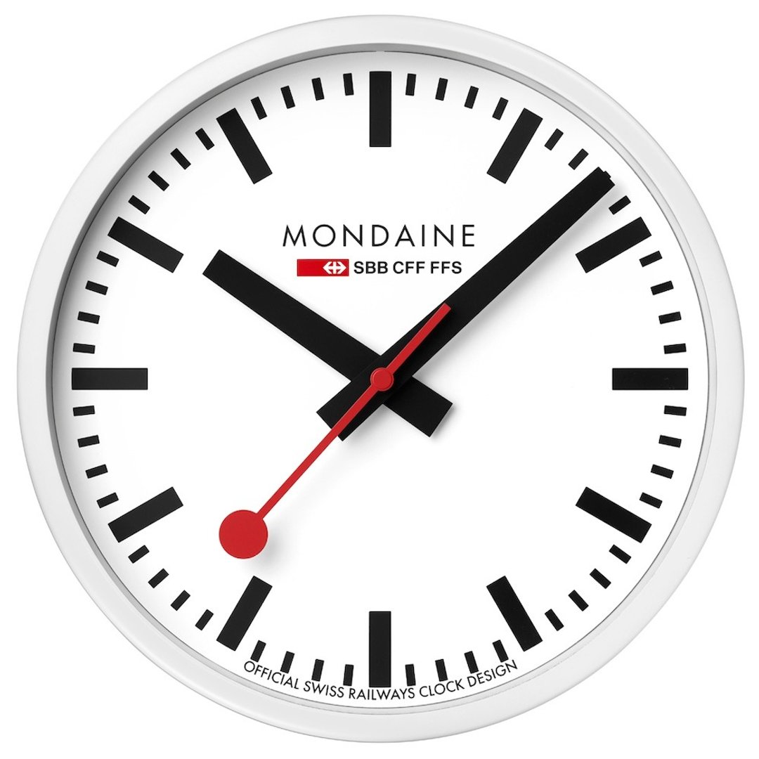 MONDAINE 瑞士国铁 25cm 经典壁挂钟 / 静音滑步 / 白框 / CLOCK10W - 时钟/闹钟 - 铝合金 白色