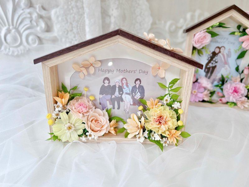 【订制商品】小房子花园相框·永生康乃馨·母亲节限定·横式5x7 - 干燥花/捧花 - 植物．花 橘色