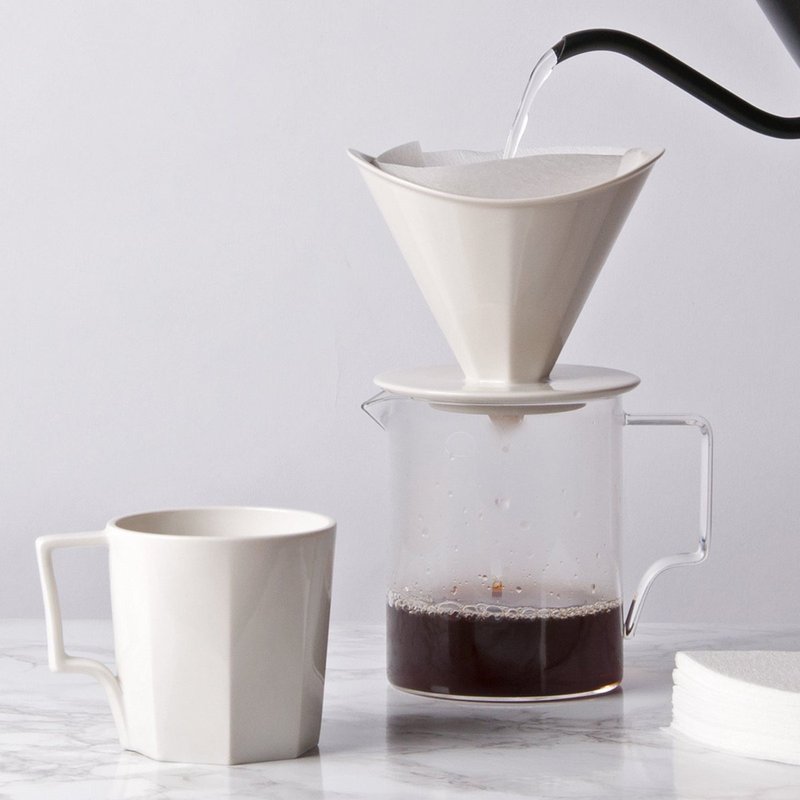 日本KINTO OCT八角滤杯玻璃下壶二件组(2杯)附滤纸 / - 咖啡壶/周边 - 瓷 白色