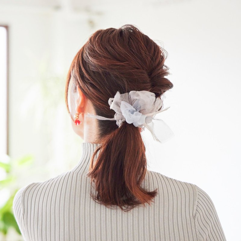 mini | 盐 | 咲编发圈 - 发饰 - 聚酯纤维 白色