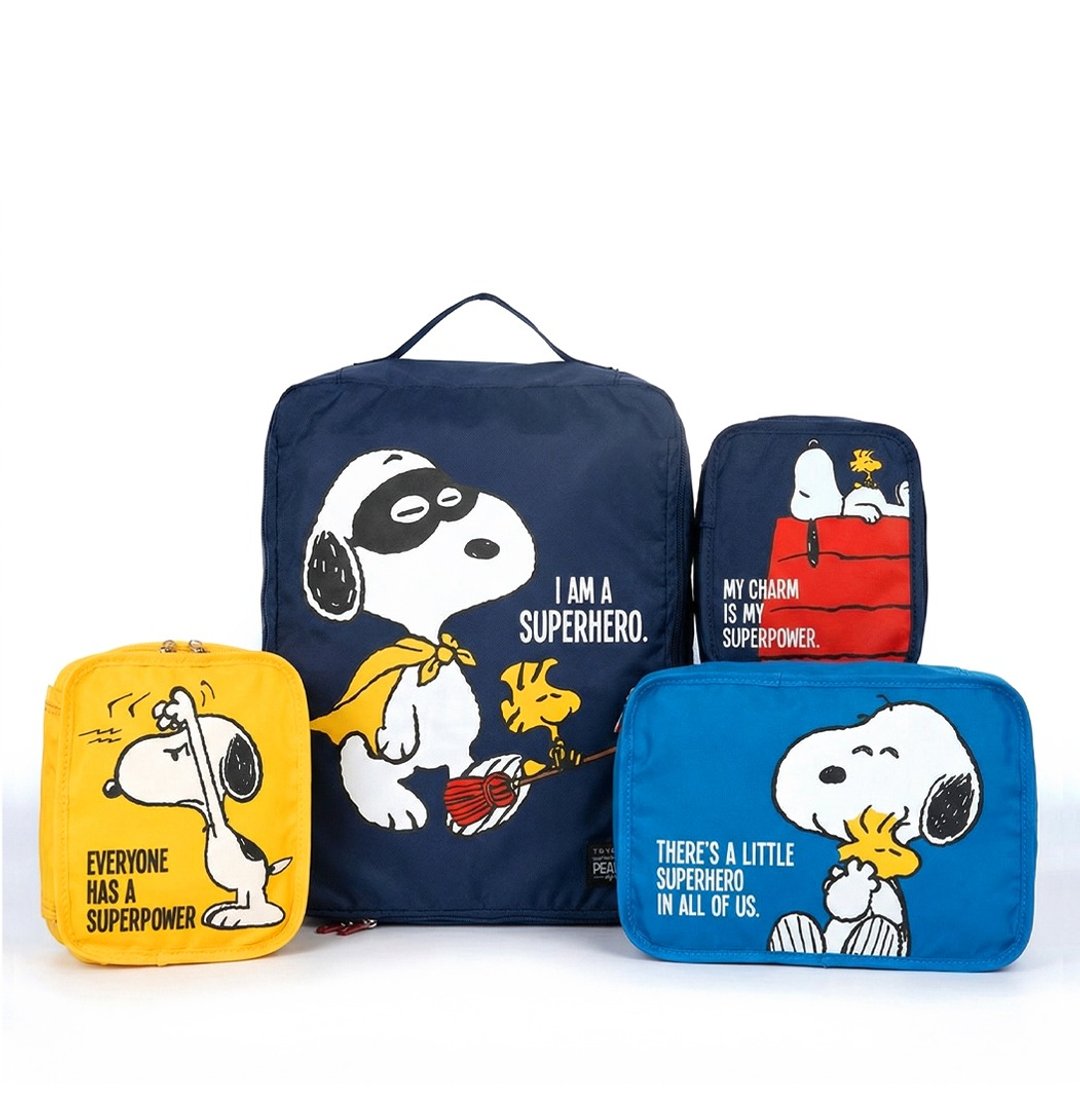 VOVAROVA X PEANUTS - SNOOPY 之 I AM A SUPERHERO 4 合 1 收纳包 - 化妆包/杂物包 - 聚酯纤维 