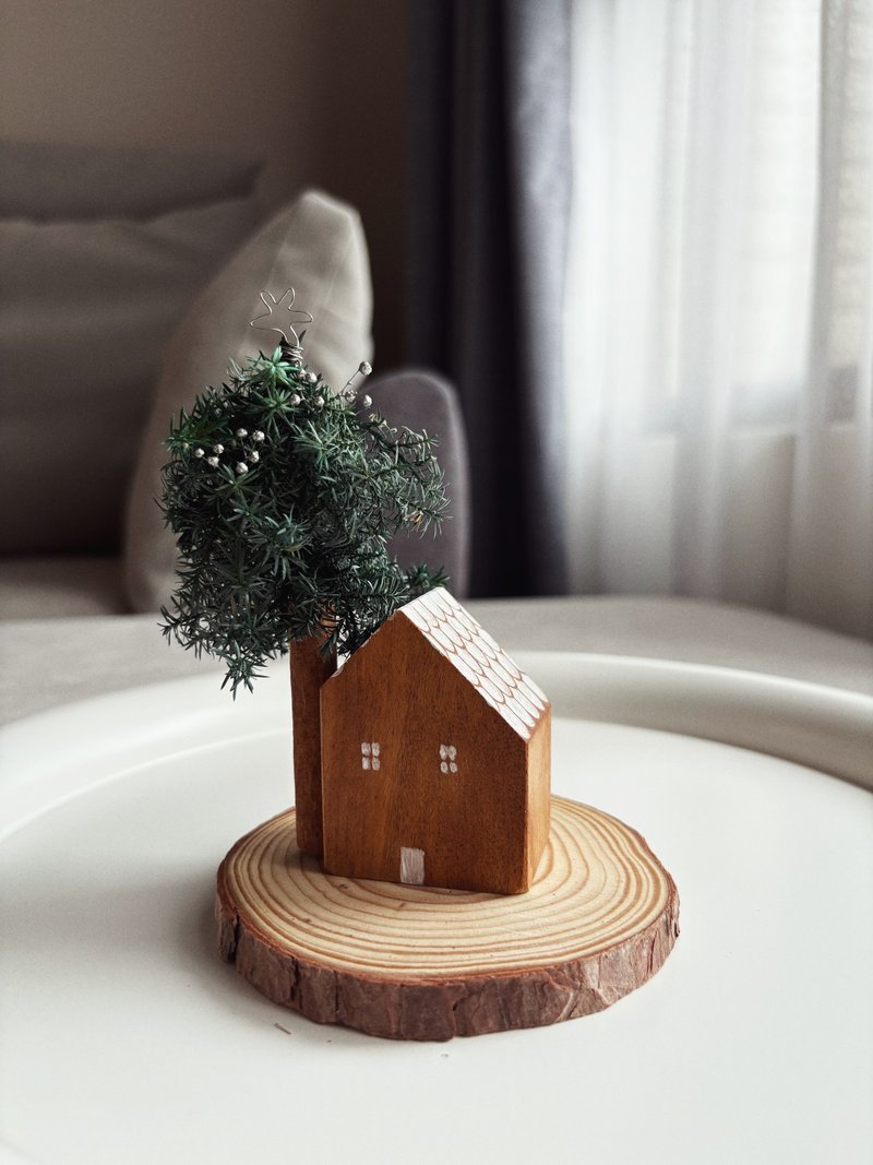 梦想花树小屋- 手绘疗愈感原木小房子 | 手绘.干燥.永生花 - 摆饰 - 木头 咖啡色