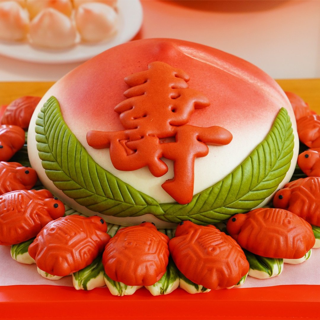 美姬馒头 20寸纯鲜乳红寿龟子母大寿桃 一盒1入 - 其他 - 其他材质 红色
