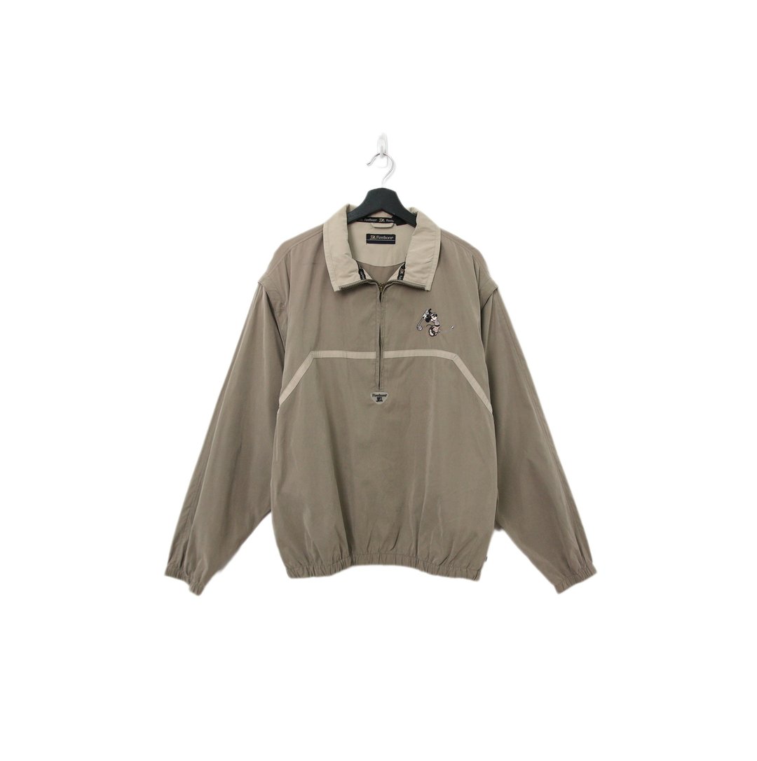 Back to Green-防风套头罩衫 卡其 拉链 米奇logo h-05// vintage - 其他 - 棉 