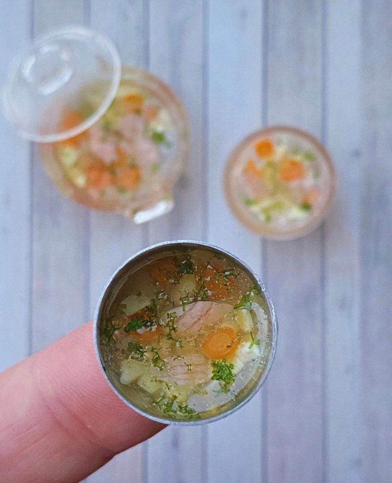 微型鱼汤。 教程聚合物粘土。 迷你食品。 小食物。视频 - 零件/散装材料/工具 - 粘土 