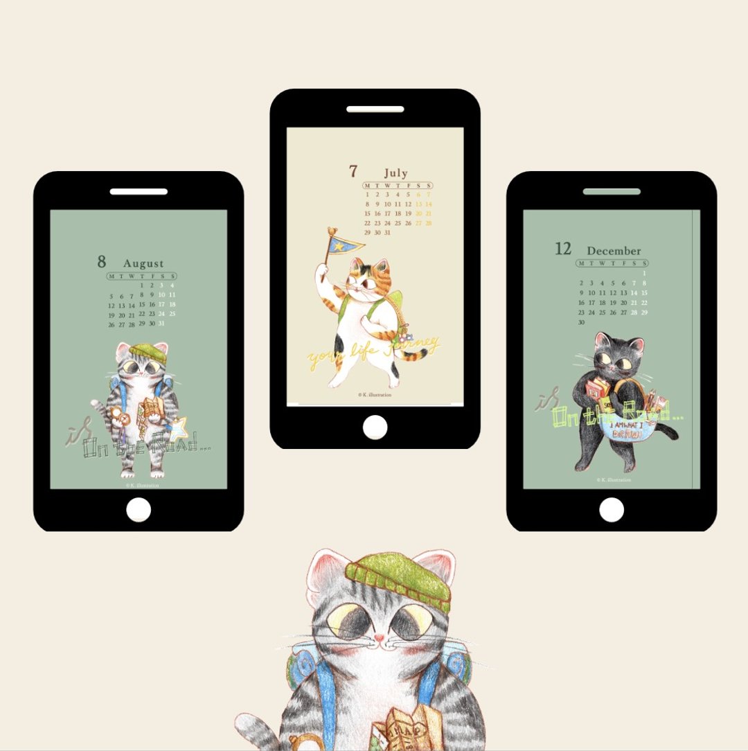 2024月历壁纸 手机版  插画系列 在路上 - 电脑手机桌布/贴图/App 图示 - 其他材质 