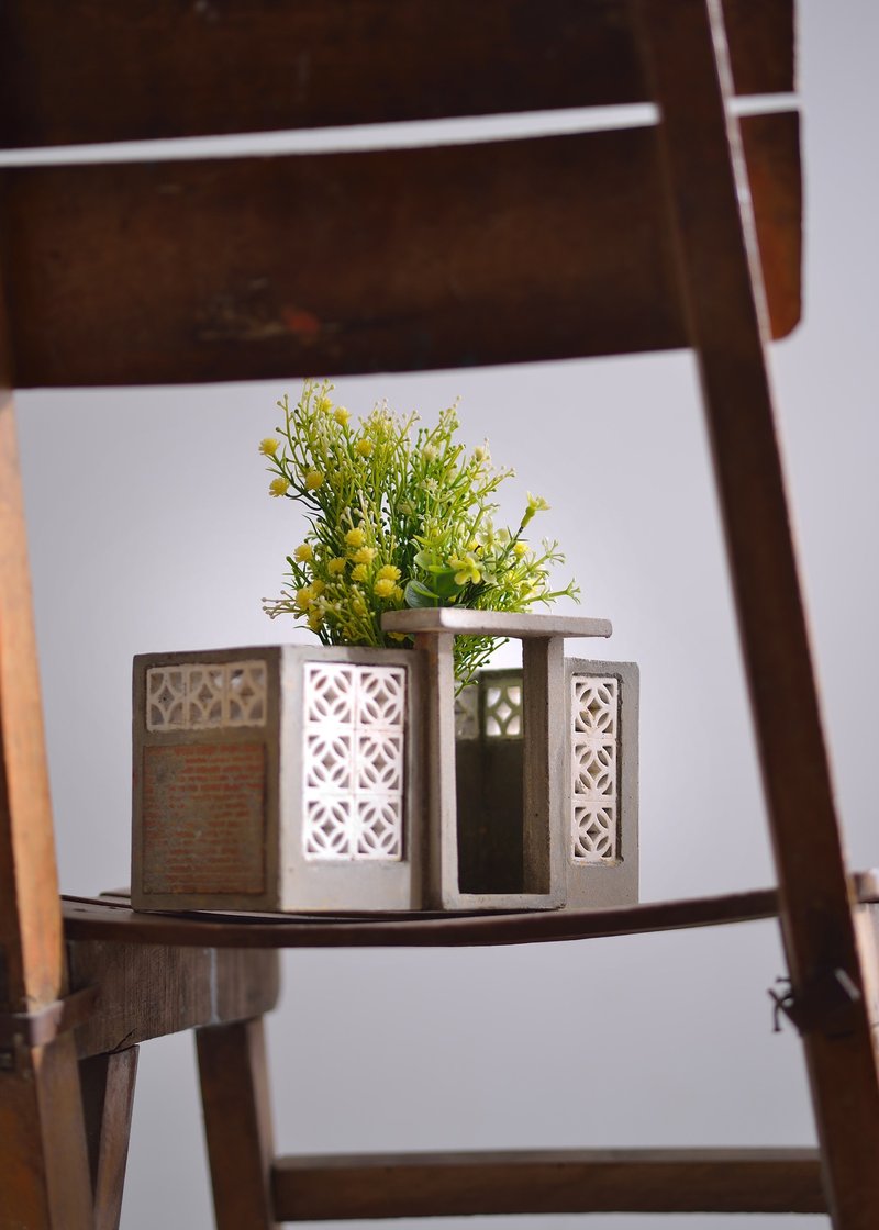 水泥老花砖墙院创作 - 摆饰 - 水泥 咖啡色