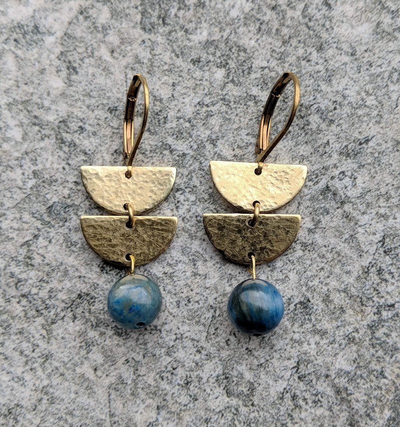 双月蓝晶石耳环 - 耳环/耳夹 - 半宝石 