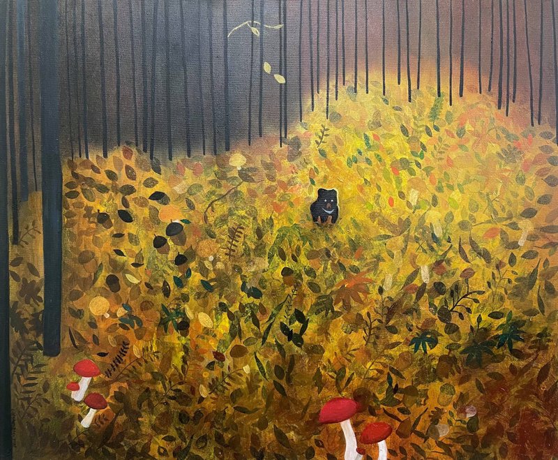 林圣曦油画创作原作    我的熊麻几 - 海报/装饰画/版画 - 棉．麻 绿色