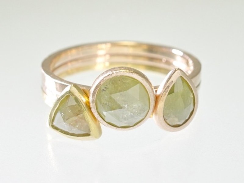 Japan Quality | 1.98 c Natural Diamond Stacking Rings Fresh Fruit Set - 戒指 - 其他金属 金色