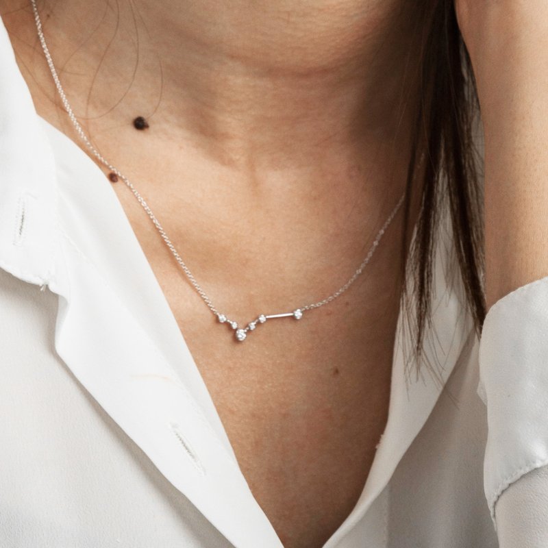 18k双鱼座钻石项链 - 项链 - 钻石 金色