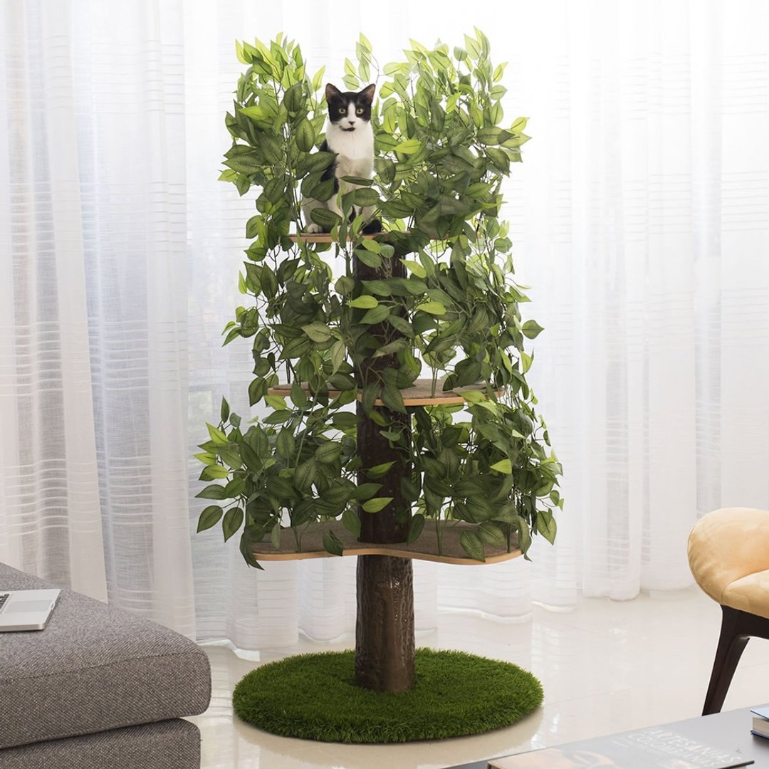 美国On2Pets 栩栩如生猫树跳台-四层(圆形底座) - 玩具 - 木头 绿色
