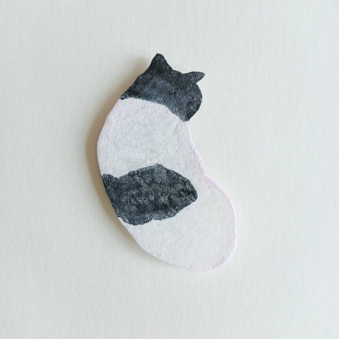 怪奇 磁铁 猫 猫咪 cat 手绘 独一无二 背影 八割猫 - 冰箱贴/磁贴 - 塑料 黑色