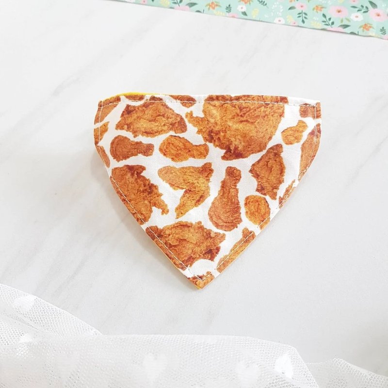 Fried chicken  Bandana Cat Collar with Breakaway Safety Buckle for cat, dog - 项圈/牵绳 - 棉．麻 橘色