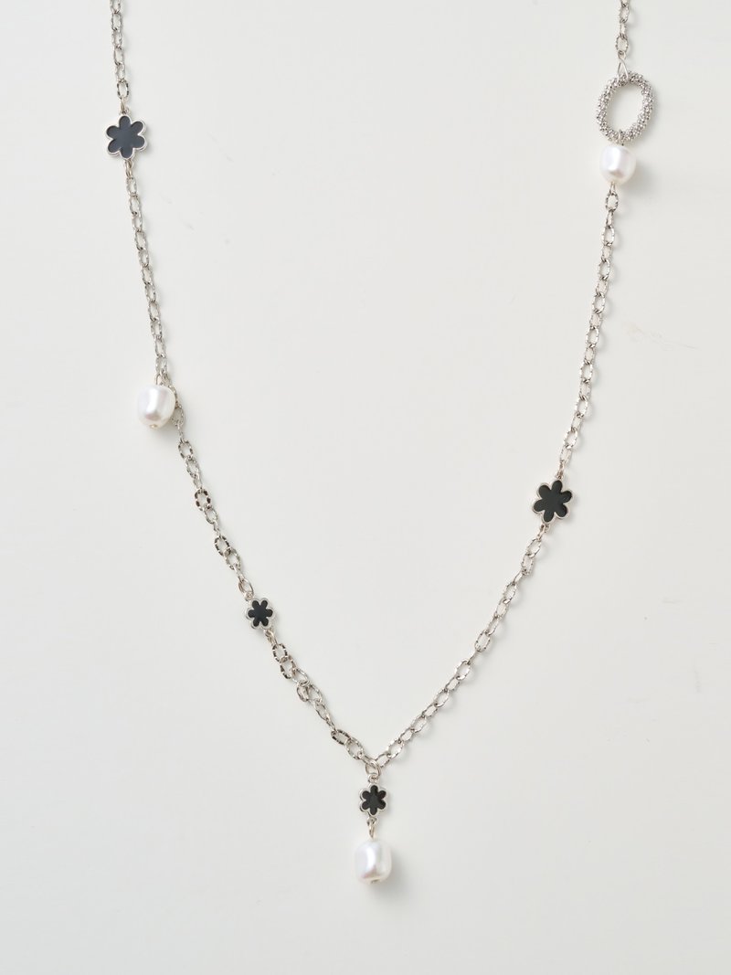 Iris彩虹女神~天使系列珐琅小花珍珠项链~定制生日礼物推荐 - 项链 - 珐琅 黑色