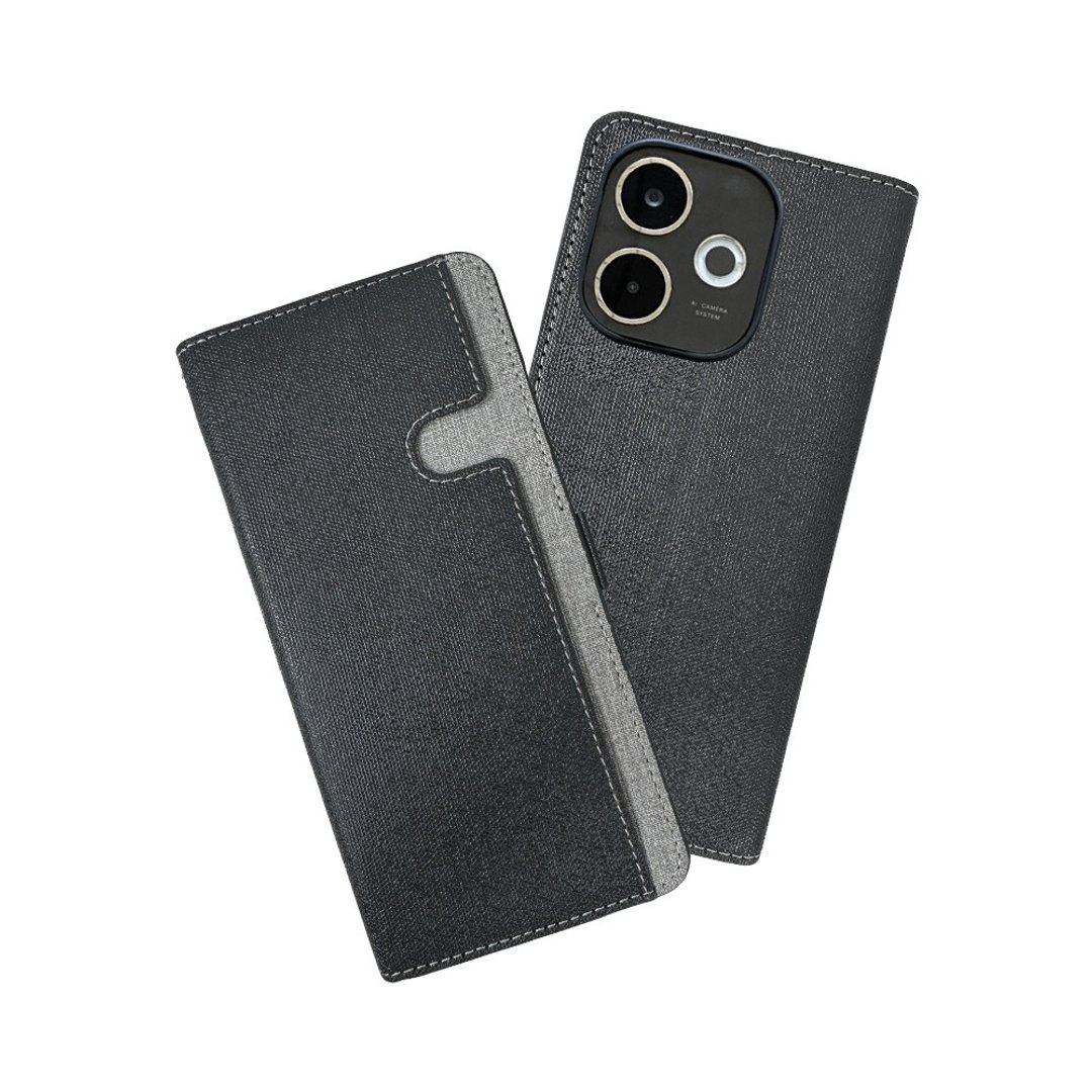 CASE SHOP OPPO A5 Pro 前收纳侧掀皮套-黑 - 手机壳/手机套 - 人造皮革 黑色