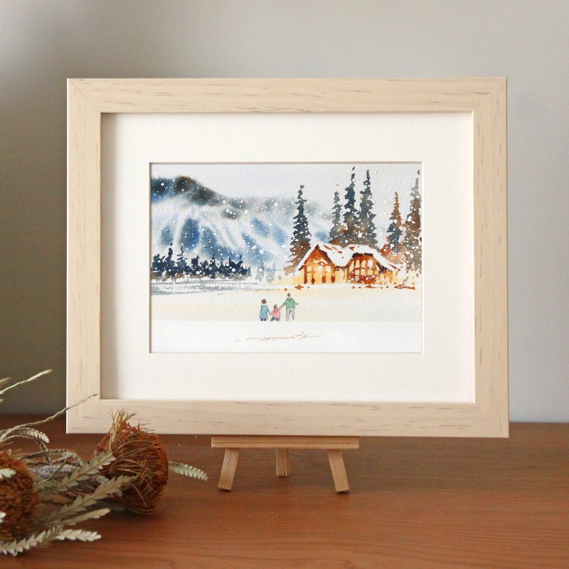 水彩手绘 | 风景人像定制画  手绘卡片 生日礼物 定制画像 似颜绘 - 订制画像 - 纸 蓝色