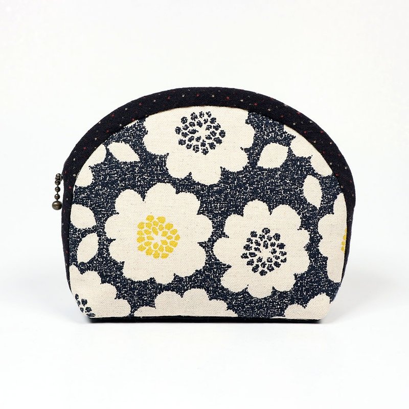 手握 零钱包 化妆包  - 大花 (黑) - 化妆包/杂物包 - 棉．麻 黑色