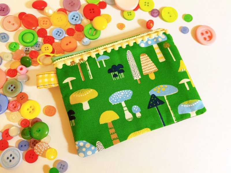 野生菇菇手作零钱包票卡包小物包 - 零钱包 - 棉．麻 
