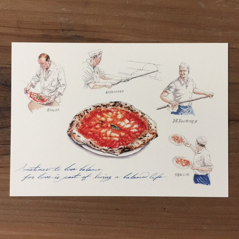 电影与旅游插画明信片-意大利披萨店 - 卡片/明信片 - 纸 