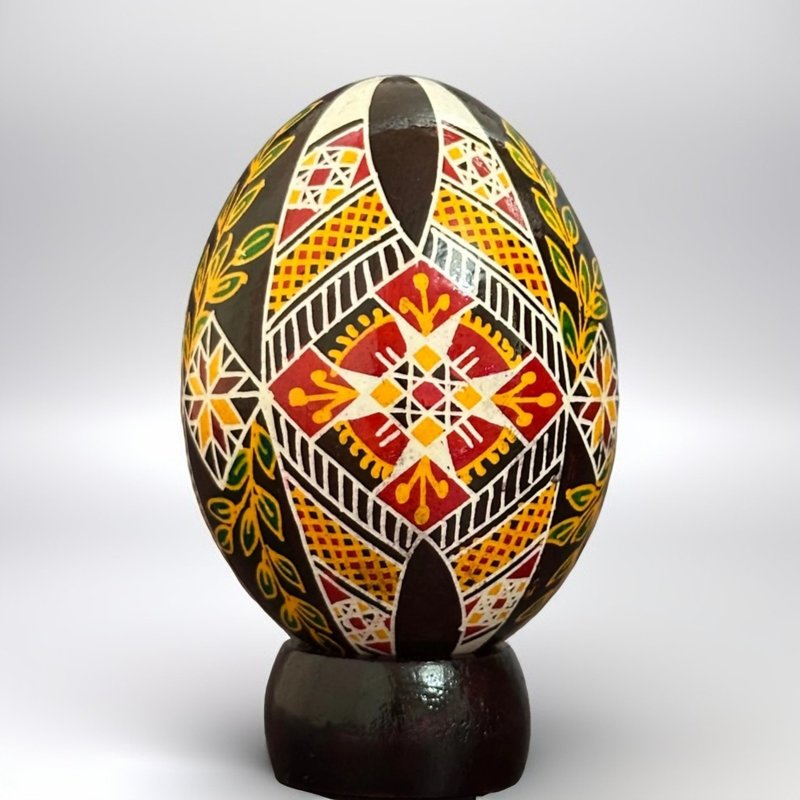 乌克兰复活节彩蛋 真鸡彩蛋 手绘蛋壳 胡特尔彩蛋 - 摆饰 - 其他材质 黑色