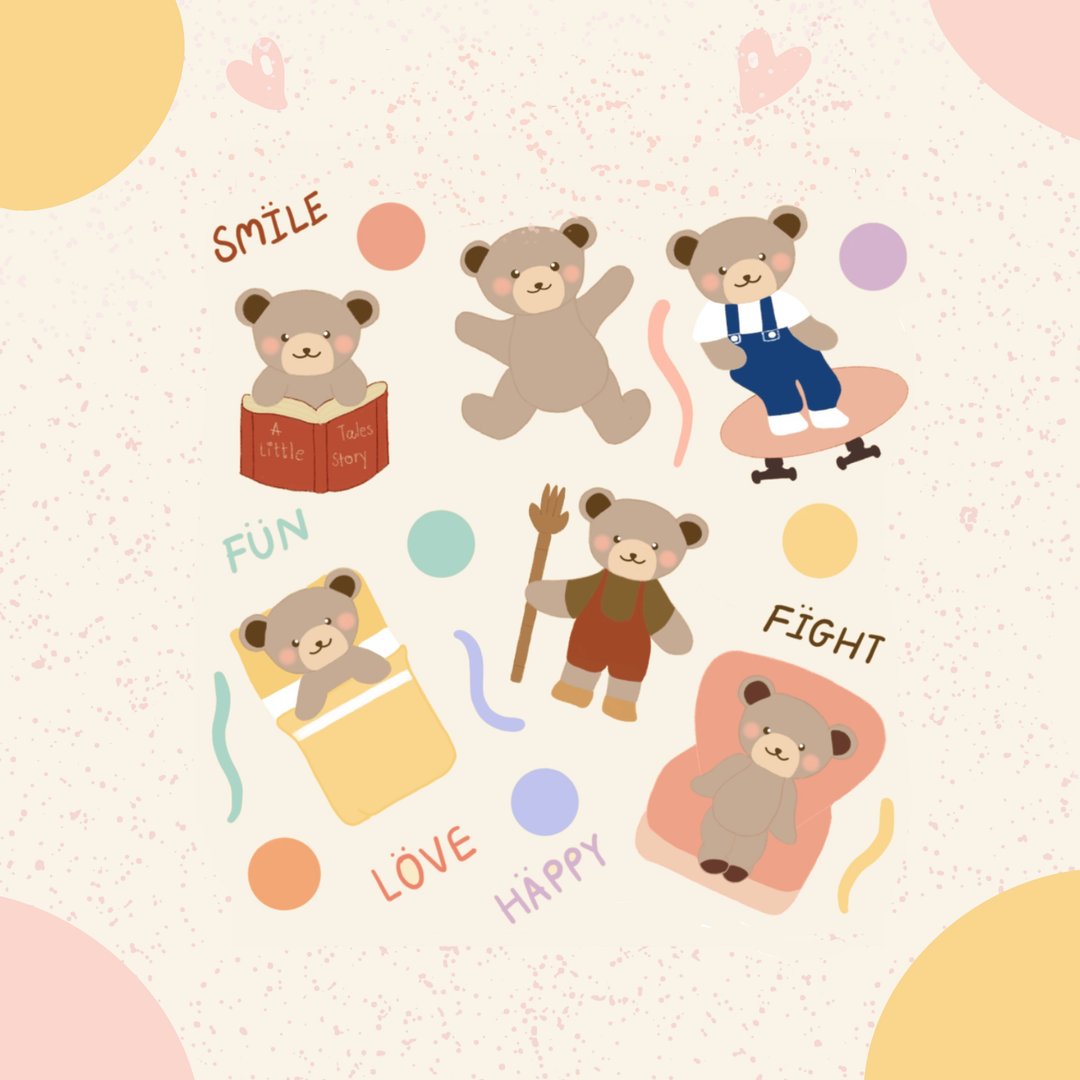 Teddy bear digital sticker - 电脑手机桌布/贴图/App 图示 - 其他材质 