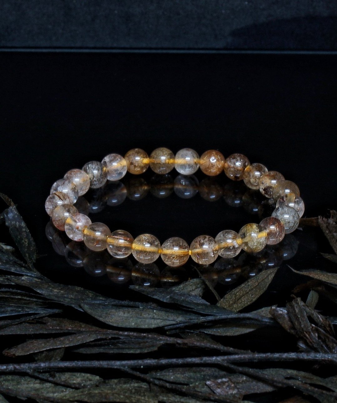 入门级彩发晶 7.8mm 手链 ( M. Rutilated Quartz Bracelet ) - 手链/手环 - 水晶 