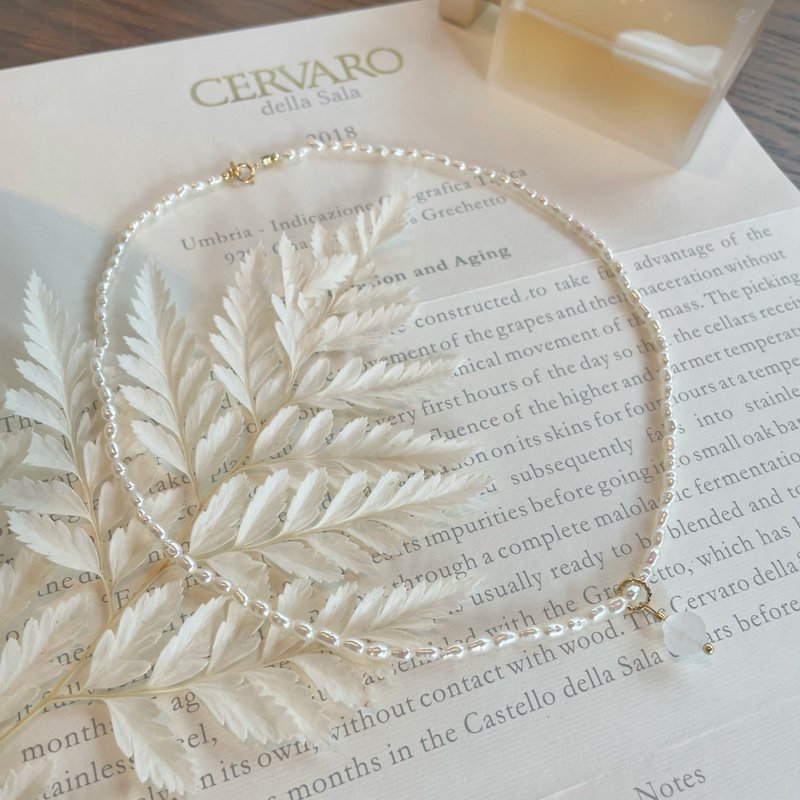 米粒珍珠锁骨链 米粒珍珠项链锁骨链 古董珠坠子可拆式 - 项链 - 珍珠 白色