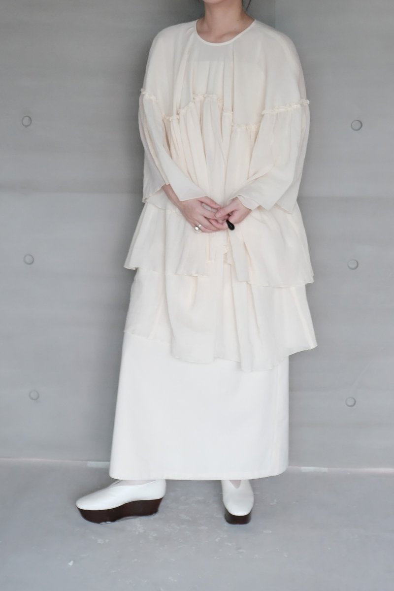 双层棉飘逸米白上衣 - 女装上衣 - 棉．麻 