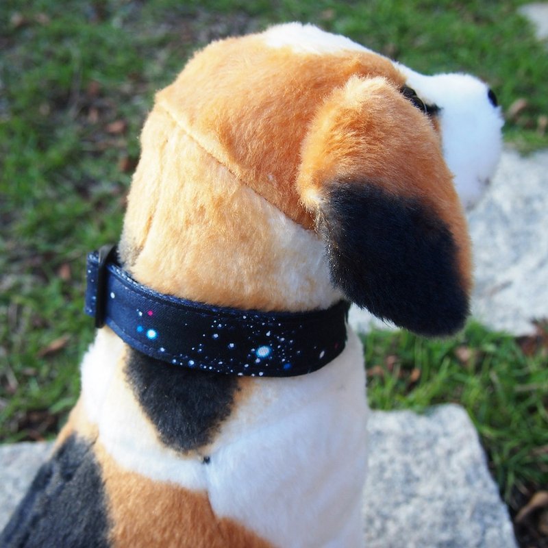 银河星空款 犬用项圈 - 项圈/牵绳 - 棉．麻 蓝色