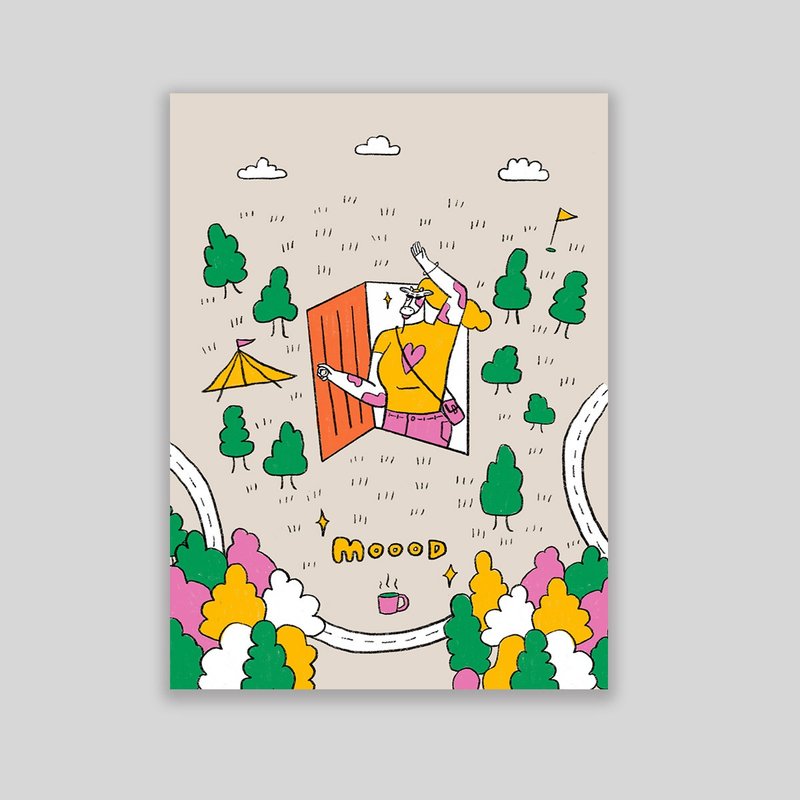 牛牛露营明信片 - 卡片/明信片 - 纸 卡其色